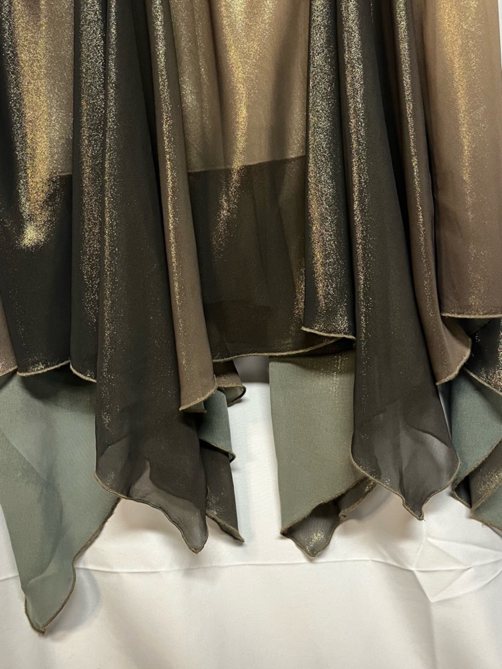 S.L. Fashions Shimmery Metallic Chiffon Knot-Front Evening Dress - Picture 6 of 7